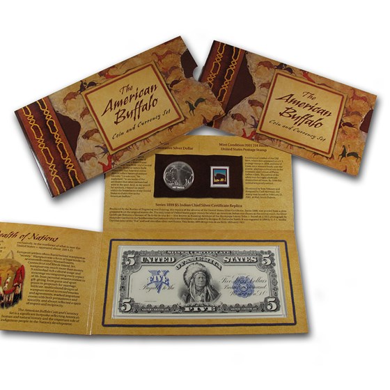 2001 American Buffalo $1 Silver Commem Coin & Currency Set 2001 American Buffalo $1 Silver Commem Coin & Currency Set